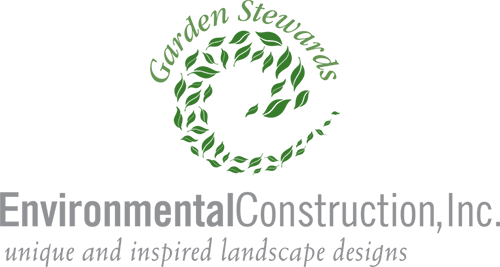 our logo with leaf swirl and the words Garden Stewards