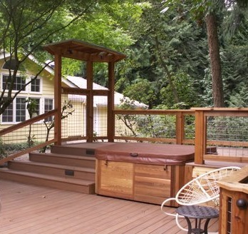 Hot tub deck railing designed by Environmental Construction Inc. in Kirkland WA