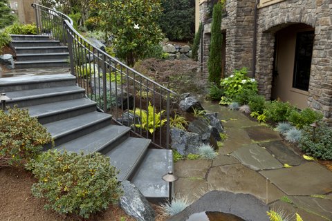 Hand railings for steps designed by Environmental Construction Inc. in Kirkland WA