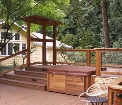 Hot tub deck designed by Environmental Construction Inc. in Kirkland WA