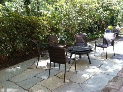 Natural stone patio designed by Environmental Construction Inc. in Kirkland WA