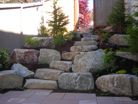Stone steps installed by Environmental Construction Inc. in Kirkland WA