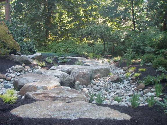 Rock/rain garden installed by Environmental Construction Inc. in Kirkland WA